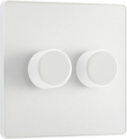 BG Evolve 2 Gang 2 Way 200w LED Push Dimmer Pearlescent White | PCDCL82W