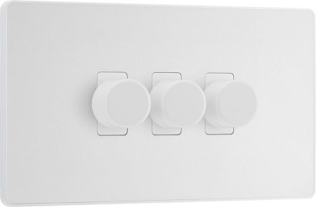 BG Evolve PCDCL83W 2-Way Trailing Edge LED 200W Triple Dimmer Switch Push On/Off - Pearlescent White