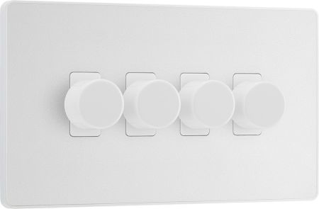 BG Evolve PCDCL84W 2-Way Trailing Edge LED 200W Quadruple Dimmer Switch Push On/Off - Pearlescent White