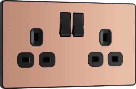 BG Evolve Polished Copper Double Switched Socket Outlet | PCDCP22B