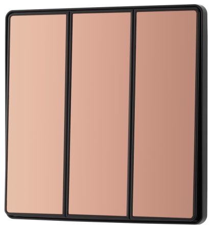 BG Evolve Polished Copper 3 Gang 2-Way 20A Edge to Edge Rocker Light Switch | PCDCP43EB