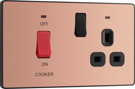 BG Evolve Polished Copper 45A Cooker Connection Unit & Neon | PCDCP70B