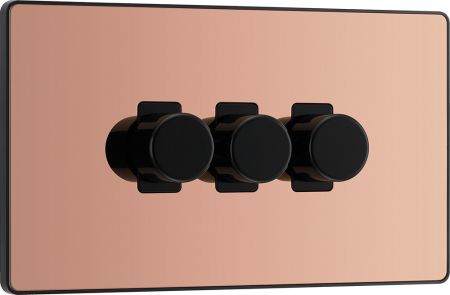 BG Evolve PCDCP83B 2-Way Trailing Edge LED 200W Triple Dimmer Switch Push On/Off - Polished Copper