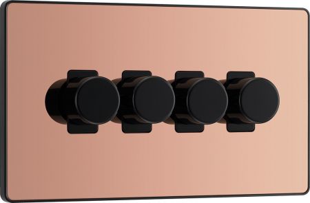 BG Evolve PCDCP84B 2-Way Trailing Edge LED 200W Quadruple Dimmer Switch Push On/Off - Polished Copper