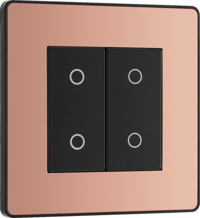 BG Evolve Polished Copper Double 2-Way Touch 200w Secondary Dimmer | PCDCPTDS2B