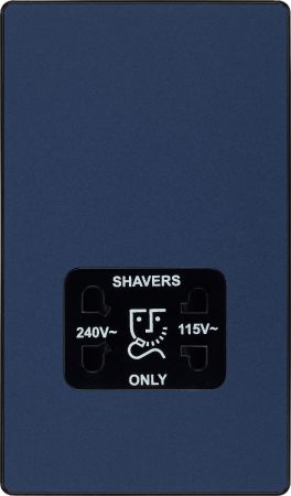 BG Evolve Matt Blue Dual voltage 115/240V Shaver Socket | PCDDB20B