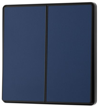 BG Evolve Matt Blue 2 Gang 2-Way 20A Edge to Edge Rocker Light Switch | PCDDB42EB