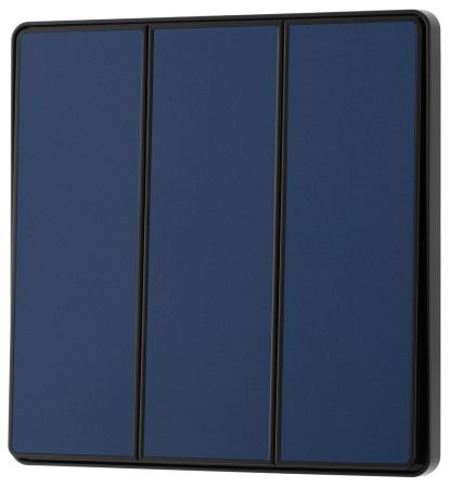 BG Evolve Matt Blue 3-Gang 2-Way 20A Edge to Edge Rocker Light Switch | PCDDB43EB