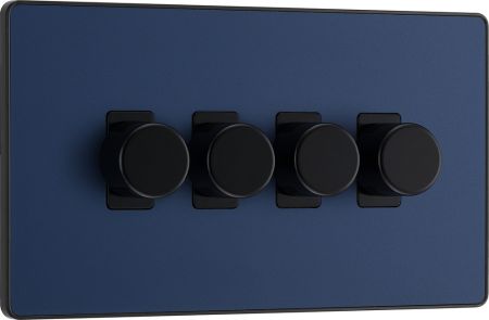 BG Evolve PCDDB84B 2-Way Trailing Edge LED 200W Quadruple Dimmer Switch Push On/Off - Matt Blue