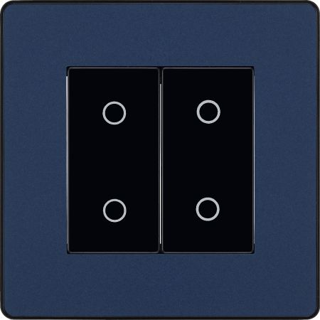 BG Evolve Matt Blue Intelligent Trailing Edge Double Master Touch Dimmer Switch | PCDDBTDM2B