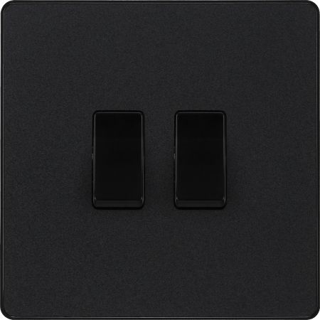 BG Evolve Matt Black 2G 2-Way 20 Amp Light Switch | PCDMB42B