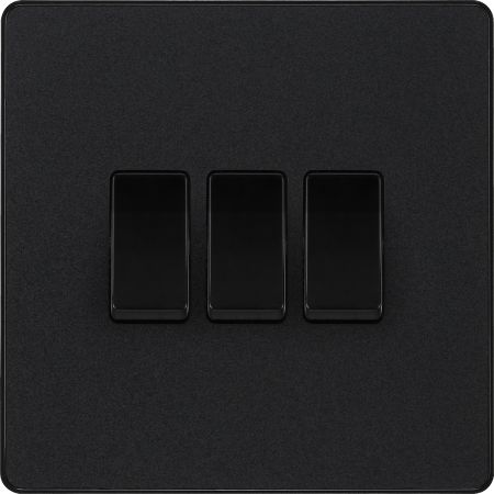 BG Evolve Matt Black 3G 2-Way 20 Amp Light Switch | PCDMB43B