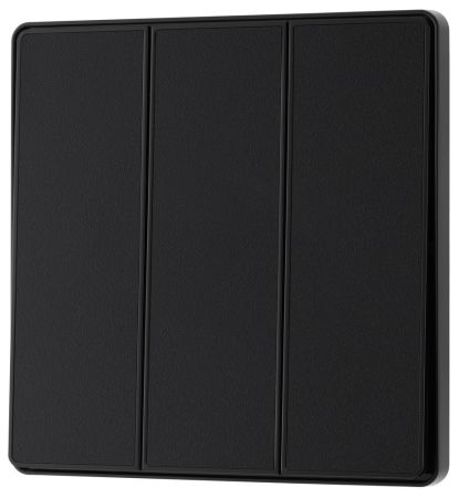 BG Evolve Matt Black 3 Gang 2-Way 20A Edge to Edge Rocker Light Switch | PCDMB43EB