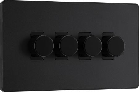BG Evolve PCDMB84B 2-Way Trailing Edge LED 200W Quadruple Dimmer Switch Push On/Off - Matt Black
