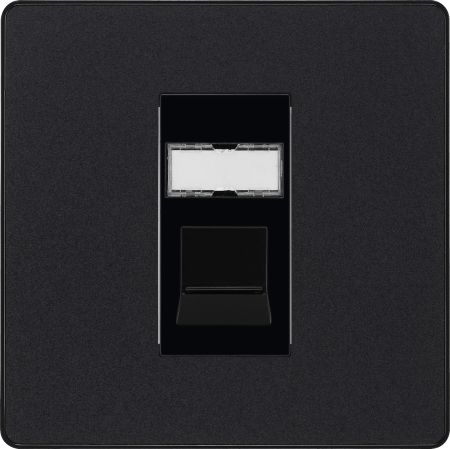BG Evolve Matt Black Single RJ45 Cat6 Data Socket Outlet | PCDMBRJ451B