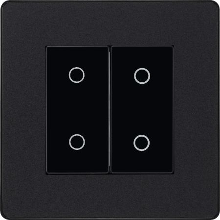 BG Evolve Matt Black Intelligent Trailing Edge Double Master Touch Dimmer Switch | PCDMBTDM2B