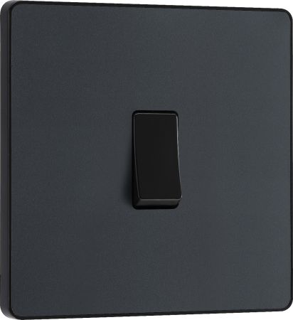BG PCDMG12B Matt Grey Evolve 1 Gang 20A 16AX 2 Way Light Switch - Black Insert