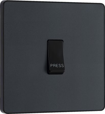 BG PCDMG14B Matt Grey Evolve 10AX 1 Way Retractive Press Switch - Black Insert