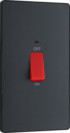 BG Evolve PCDMG72B 45A Double Pole Rectangular Switch with LED Power Indicator - Matt Grey
