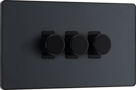 BG Evolve PCDMG83B 2-Way Trailing Edge LED 200W Triple Dimmer Switch Push On/Off - Matt Grey
