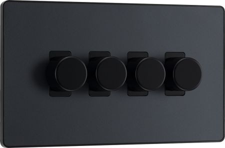 BG Evolve PCDMG84B 2-Way Trailing Edge LED 200W Quadruple Dimmer Switch Push On/Off - Matt Grey