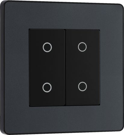 BG Evolve PCDMGTDM2B 2-Way Master 200W Double Touch Dimmer Switch - Matt Grey