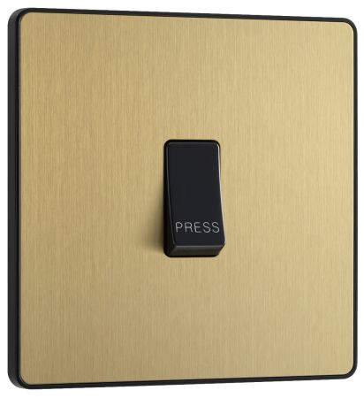 BG Evolve Satin Brass 10A Retractive Press Switch | PCDSB14B
