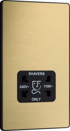 BG Evolve Satin Brass Dual Voltage Shaver Socket | PCDSB20B