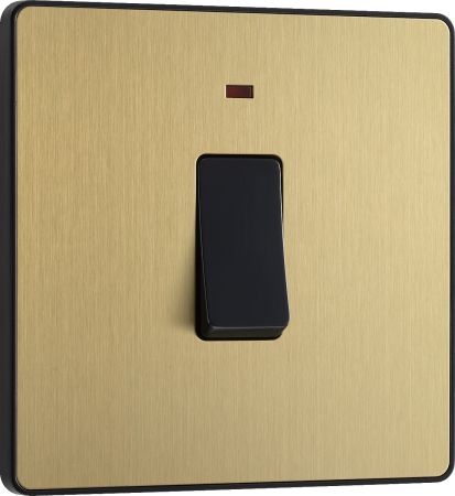 BG Evolve Satin Brass 20A Double Pole Switch & Neon | PCDSB31B