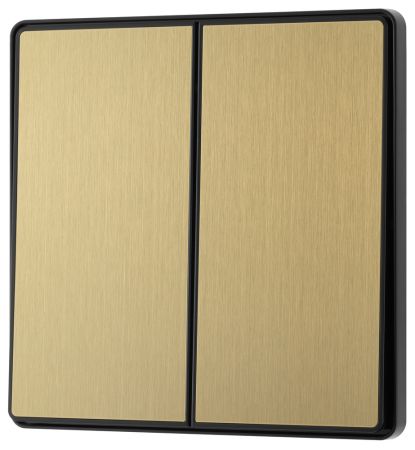 BG Evolve Satin Brass 2-Gang 2-Way 20A Edge to Edge Rocker Light Switch | PCDSB42EB