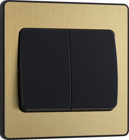 BG Evolve Satin Brass 2G 2W Wide Rocker Light Switch | PCDSB42WB