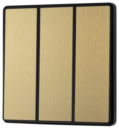 BG Evolve Satin Brass 3-Gang 2-Way 20A Edge to Edge Rocker Light Switch | PCDSB43EB
