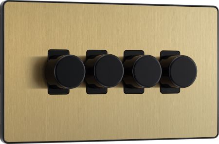 BG Evolve PCDSB84B 2-Way Trailing Edge LED 200W Quadruple Dimmer Switch Push On/Off - Satin Brass