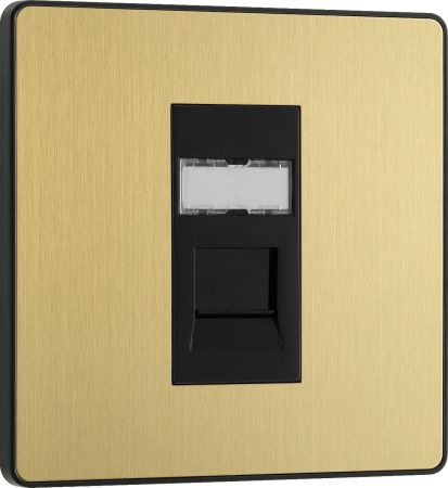 BG Evolve Satin Brass RJ45 Cat5E Data Outlet | PCDSBRJ451B