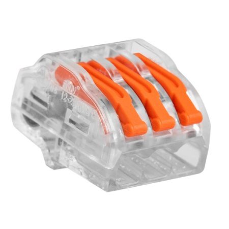 Unicrimp 32A 450V Transparent 3 Port Lever Wire Connectors (Pack of 50) | QL3322