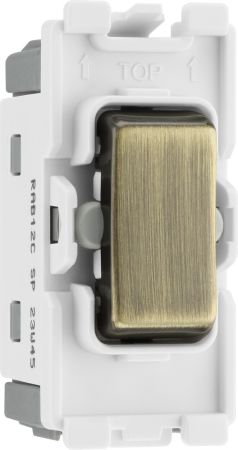 BG Nexus Grid 20A Switch Module 2 Way SP Centre Off Antique Brass | RAB12C