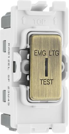 BG Nexus 20A Single Pole Grid Key Switch marked Emergency Lighting Test Antique Brass | RAB12EL