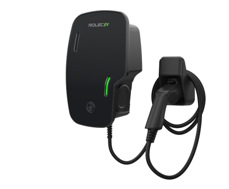 Rolec Zura Type 2 Single 10m Tethered 7.4Kw TruePEN 4G / Wi-Fi EV Charger Black | ROLEC3145B