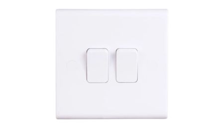 Deta Slimline 2 Gang 2 Way + Intermediate 10AX Plate Switch | S1325