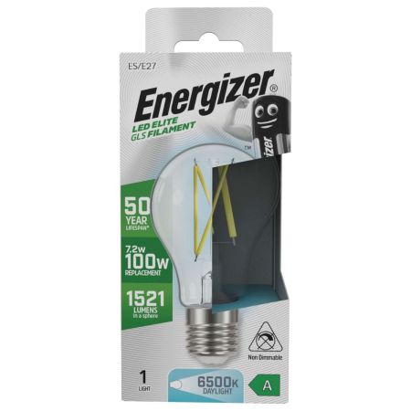 Energizer LED Elite A-Rated GLS E27 Filament 1521lm 7.2W 6500K Daylight | S29633