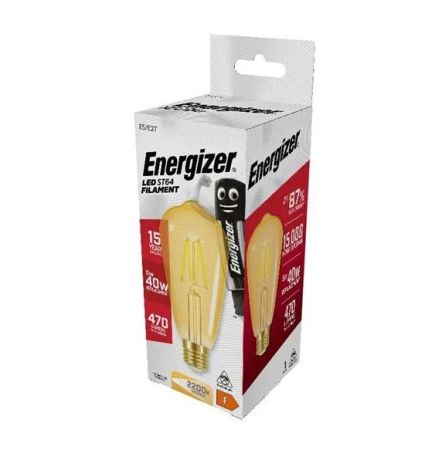 Energizer LED Filament Gold ST64 ES/E27 5w Lamp 2200K Extra Warm White | S9433