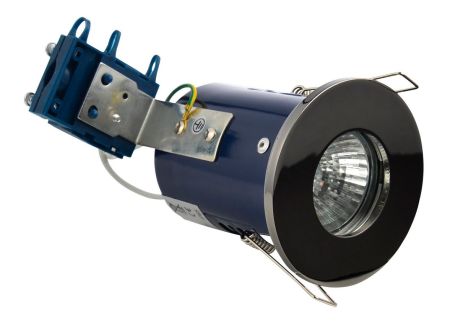 Electralite Yate IP65 Fire Rated GU10 Fixed Downlight Black Chrome
