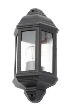Coast Athena IP44 Half Wall Lantern 42w max Black | CZ-31748-BLK
