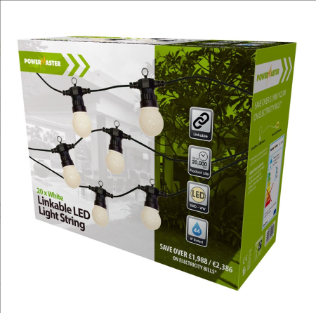 Powermaster 20 Light Large Globe LED IP44 Festoon String Lights | S9399