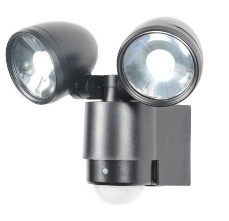 Zinc Sirocco 6w LED Twinspot PIR Floodlight Black