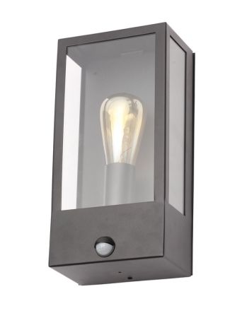 Zinc Minerva Exterior Box Lantern with PIR Black | ZN-32070-BLK