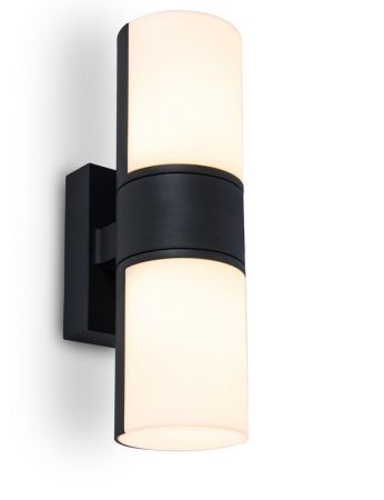 Lutec Cyra Twin Tubular 15w LED Wall Light Matt Black | 5198101012