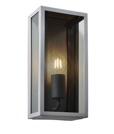 Forum Zinc Cuba Box Lantern with Mesh Insert Silver/Black | ZN-40002-SIL