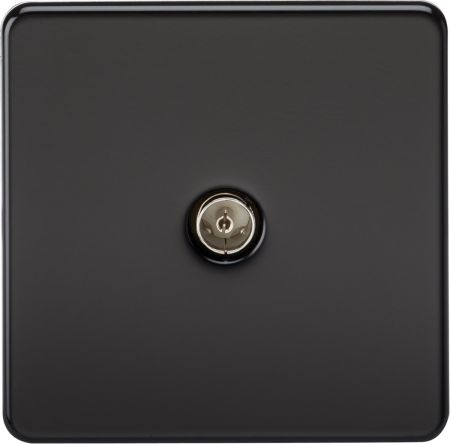 Knightsbridge Screwless 1G Non-Isolated TV Socket Matt Black | SF0100MB