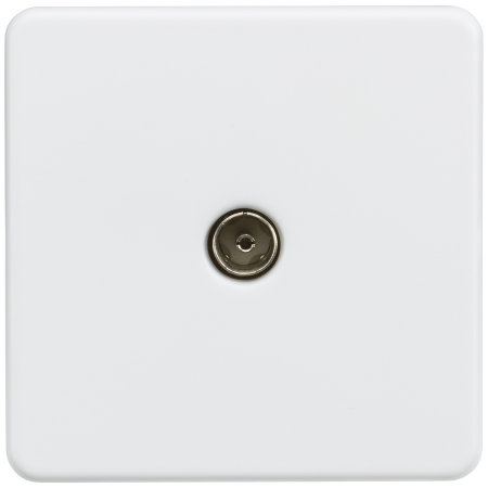Knightsbridge Screwless 1G Non-Isolated TV Socket Matt White SF0100MW